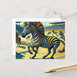 Grappige Zebra met Extra Leg Skateboarden Briefkaart