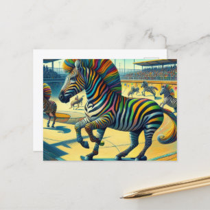 Grappige Zebra met Extra Leg Skateboarden Briefkaart
