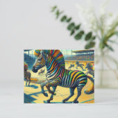 Grappige Zebra met Extra Leg Skateboarden Briefkaart (Staand voorkant)