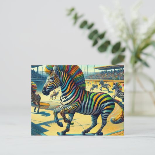 Grappige Zebra met Extra Leg Skateboarden Briefkaart (Staand voorkant)