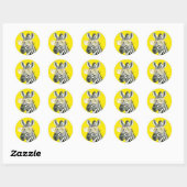 Grappige zebra met gele bril | Schattig Ronde Sticker (Vel)