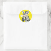 Grappige zebra met gele bril | Schattig Ronde Sticker (Tas)