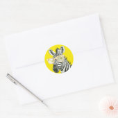 Grappige zebra met gele bril | Schattig Ronde Sticker (Envelop)