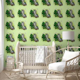 Grappige zebra pianospeler behang