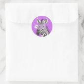 Grappige zebra-ronde sticker met paarse bril (Tas)