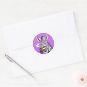 Grappige zebra-ronde sticker met paarse bril (Envelop)