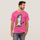 Grappige Zebra spelen basketbal Cartoon T-shirt (Voorkant volledig)