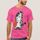 Grappige Zebra spelen basketbal Cartoon T-shirt (Voorkant)