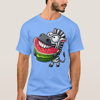 Grappige zebra watermeloen glimlach tanden laten z t-shirt