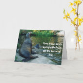 grappige zee leeuw verjaardagskaart kaart (Gele Bloem)