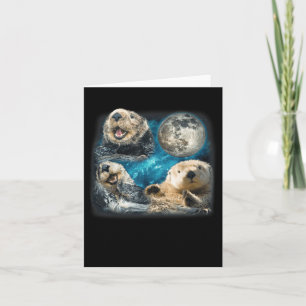 Grappige Zee otters met de Moon Meme Animal voor F Kaart