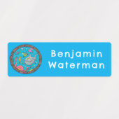 Grappige zee schepsels cartoon gepersonaliseerd labels (Design 1)