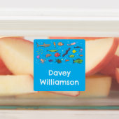 Grappige zee schepsels cartoon patroon gepersonali labels (Aangebracht)