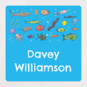 Grappige zee schepsels cartoon patroon gepersonali labels (Design 2)