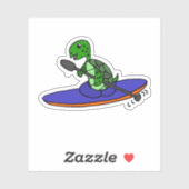 Grappige Zee Turtle Kayaking Cartoon Sticker (Vel)