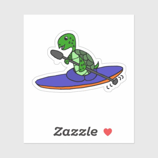Grappige Zee Turtle Kayaking Cartoon Sticker (Vel)