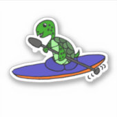 Grappige Zee Turtle Kayaking Cartoon Sticker (Voorkant)