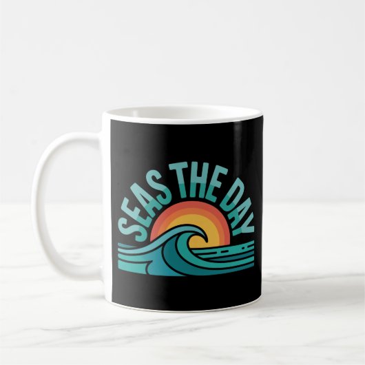 Grappige Zeeën De Dag Retro Oceaan Badge Mok (Links)