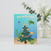 Grappige Zeeen en Groeten Ocean Christmas Tree Fla Feestdagenkaart (Staand voorkant)