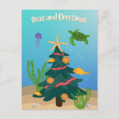 Grappige Zeeen en Groeten Ocean Christmas Tree Fla Feestdagenkaart (Voorkant)
