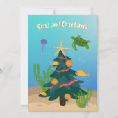 Grappige Zeeen en Groeten Ocean Christmas Tree Fla Feestdagenkaart (Voorkant)
