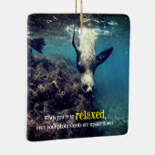 Grappige zeeen leeuw onder water keramisch ornament (Rechts)