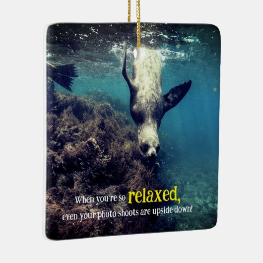 Grappige zeeen leeuw onder water keramisch ornament (Rechts)