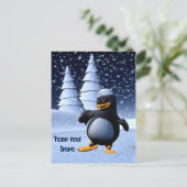 Grappige Zeeman Pinguïn Dansen Briefkaart (Staand voorkant)