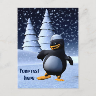 Grappige Zeeman Pinguïn Dansen Briefkaart