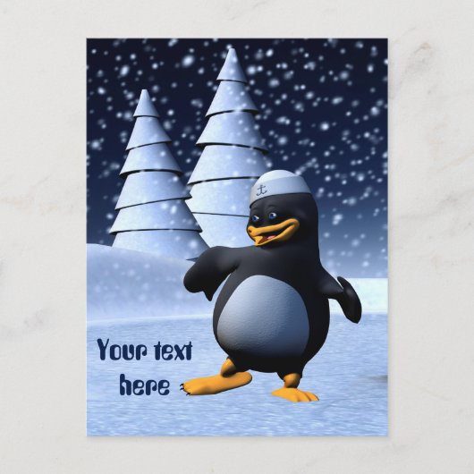 Grappige Zeeman Pinguïn Dansen Briefkaart (Voorkant)