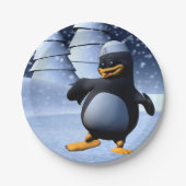 Grappige Zeeman Pinguïn Dansen Papieren Bordje (Voorkant)