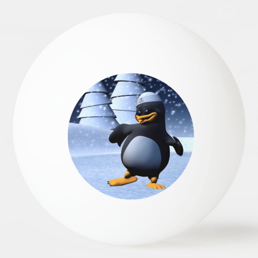 Grappige Zeeman Pinguïn Dansen Pingpongbal (Voorkant)
