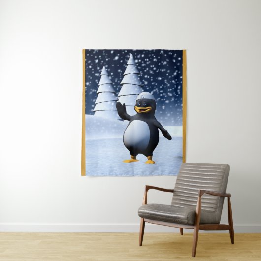Grappige Zeeman Pinguïn Wandkleed (In situ)
