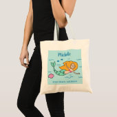 Grappige zeemeermin aangepaste naam & locatie bood tote bag (Voorkant (product))