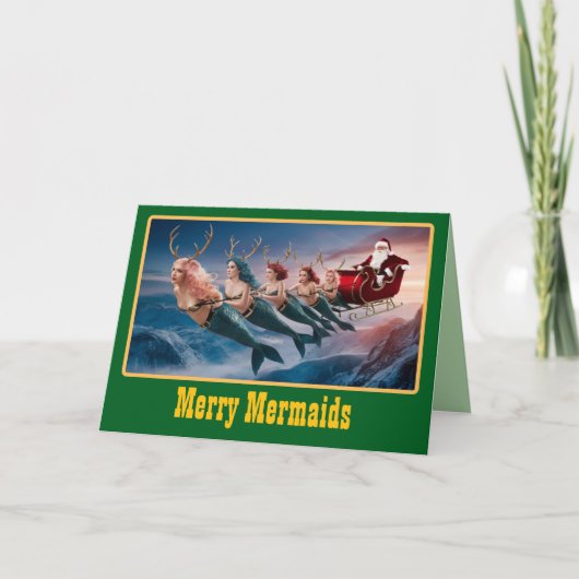 Grappige Zeemeermin Kerstvakantie Kaart (Voorkant)