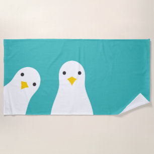 Grappige zeemeeuwen illustratie turquoise strandla strandlaken
