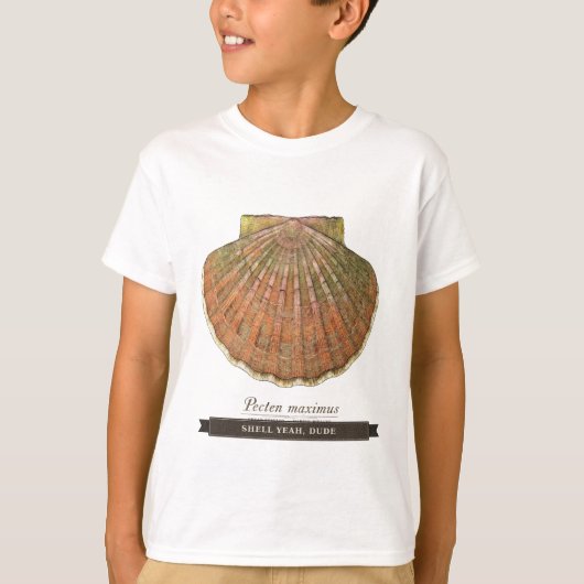 Grappige zeeschelp voor kinderen "Shell Yeah Dude" T-shirt (Voorkant)