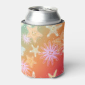 Grappige zeester in een kleurrijk regenboog stijl blikjeskoeler (Blikje Voorkant)