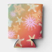 Grappige zeester in een kleurrijk regenboog stijl blikjeskoeler (Voorkant)