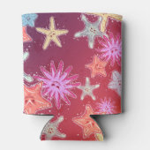 Grappige zeester in een kleurrijk regenboog stijl blikjeskoeler (Achterkant)