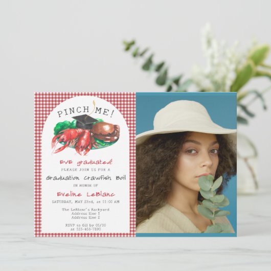 Grappige zeevruchten Crawfish Boil Pinch Me! Afges Kaart (Staand voorkant)