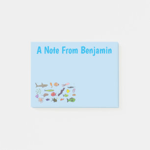 Grappige zeewezens cartoon illustratiepatroon post-it® notes