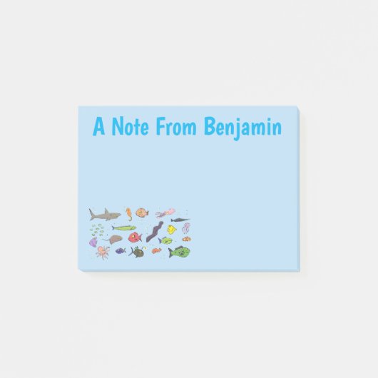 Grappige zeewezens cartoon illustratiepatroon post-it® notes (Voorkant)