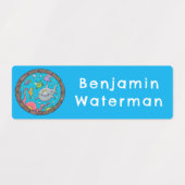 Grappige zeewezens cartoon personalisatie labels (Design 2)