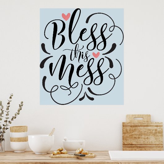 grappige zegen deze rommel terug naar schooldesign poster (Keuken)