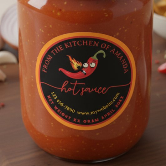 Grappige zelfgemaakte hete saus label sjabloon