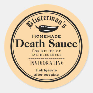 Grappige zelfgemaakte hete saus ouderwets inblikke ronde sticker