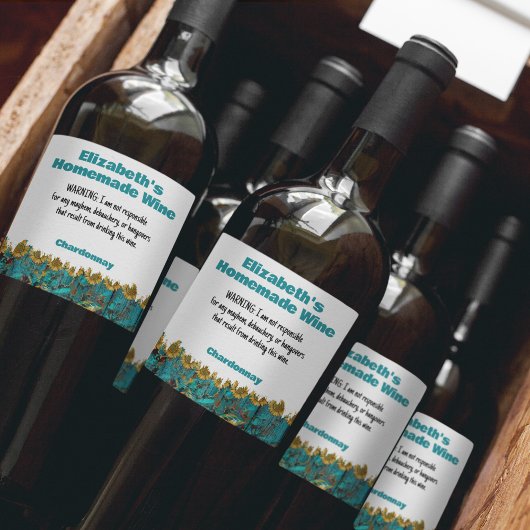 Grappige zelfgemaakte wijnwaarschuwing op maat zon wijn etiket