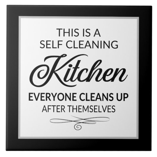 Grappige zelfreinigende keuken word art tegeltje (Voorkant)