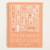 Grappige zelfzorg offerte perzik Oranje kunst beno Planner (Voorkant)